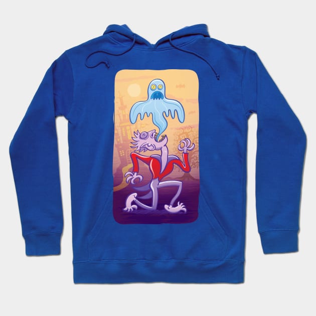 Horrific vampire expelling spooky ghost from his body in a haunting Halloween scene Hoodie by zooco